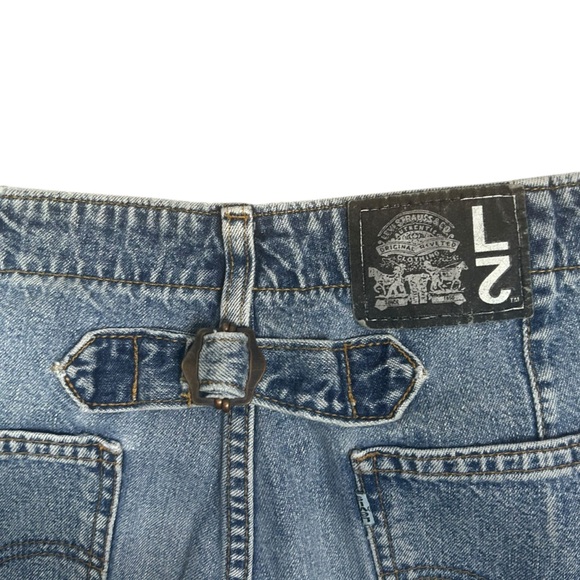 Y2K Levi's L2 Jeans 12 Wide Leg Skater Back Buckle Blue Tab High Rise - Picture 11 of 13